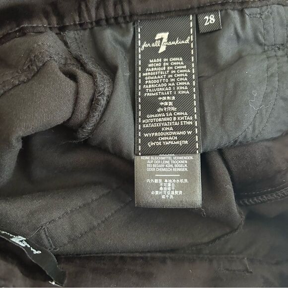 7 For All Mankind Black High Rise Ankle Skinny Velvet Jeans Button Fly Size 28 - Picture 10 of 11